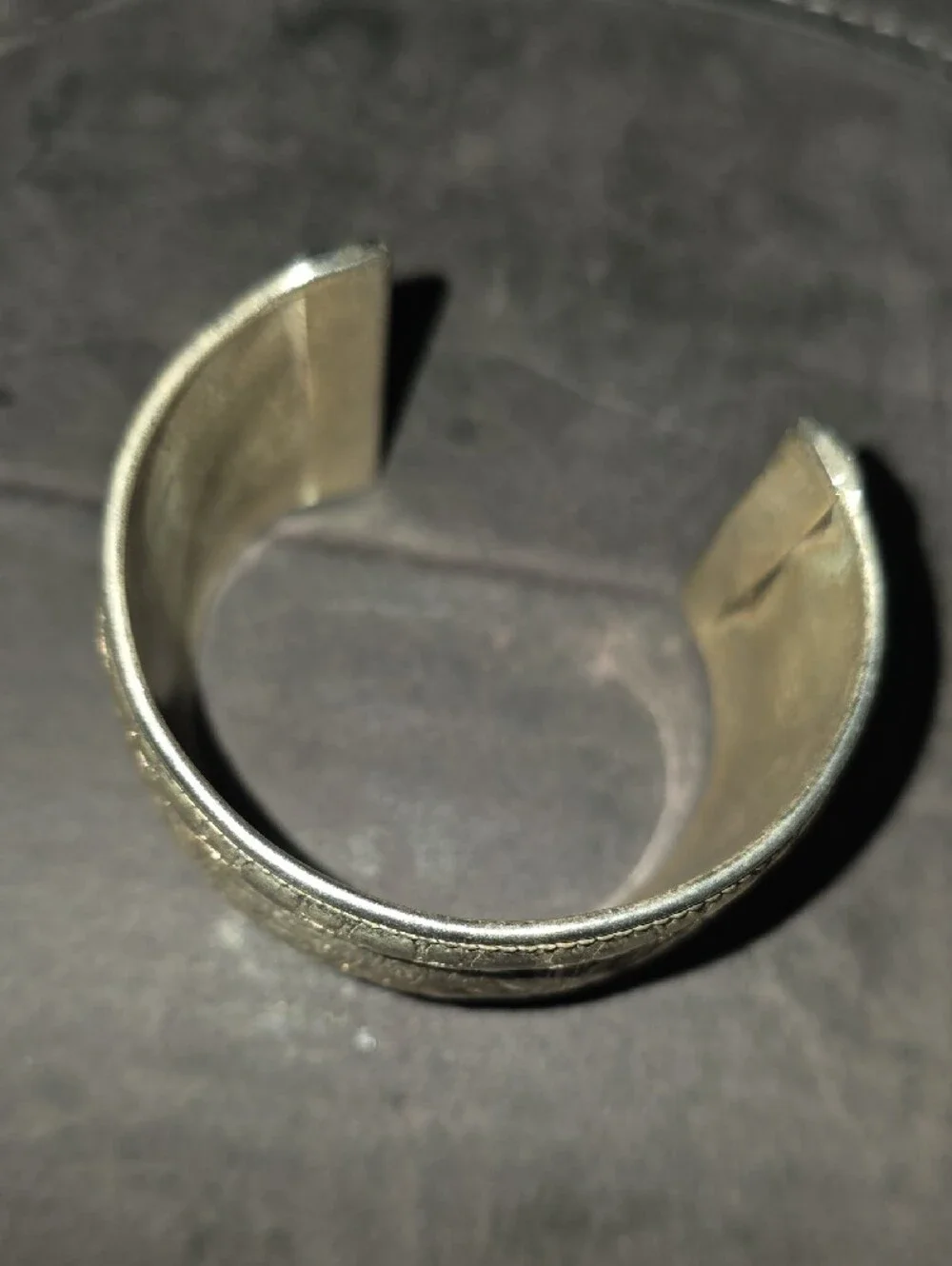 Sterling Silver Solid Floral Engraved Bangle Bracelet, Vintage